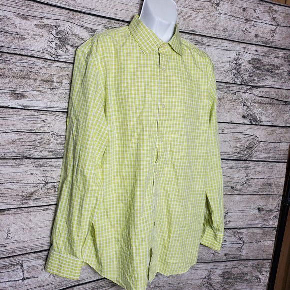Banana Republic Men's Slim Fit Non Iron Long Sleeve Yellow Check Shirt Sz XL - Picture 1 of 8